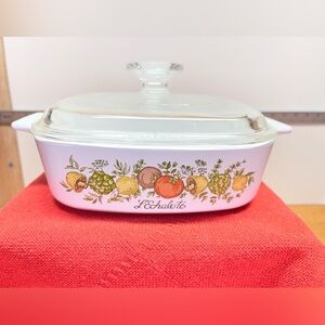 Vtg. Spice Of Life  Corning Ware 1 QT Casserole Dish A-1-B  L'Echalote W/Lid A7C